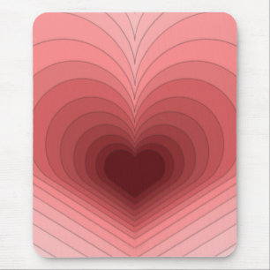 Modern Retro Funky Red Pink Heart Mousepad