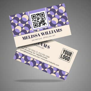 Modern Retro Geometric Pattern Lavender Cream Business Card