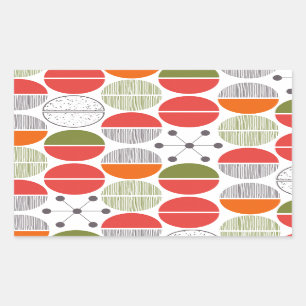 Modern Retro Geometric Polka Dots Rectangular Sticker
