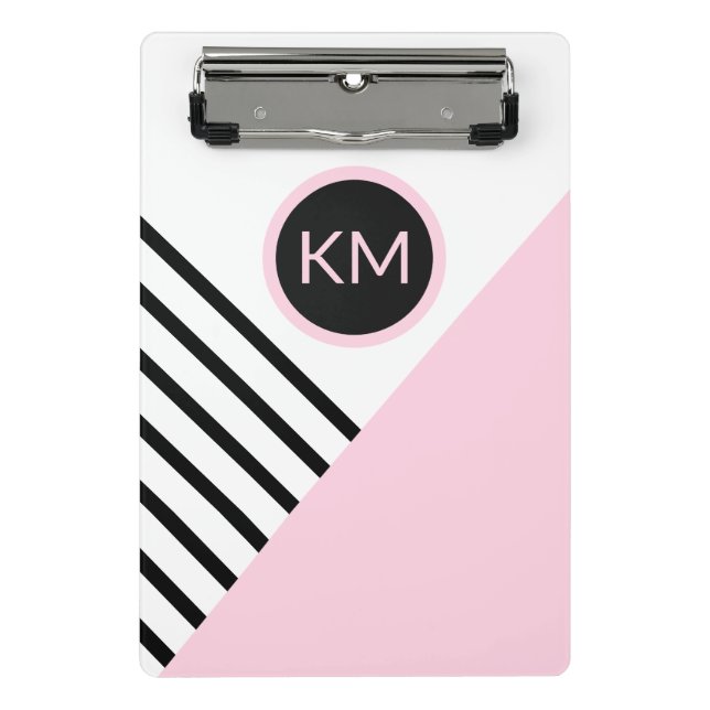 Modern Retro Geometric Pop Art with Monogram Mini Clipboard (Front)