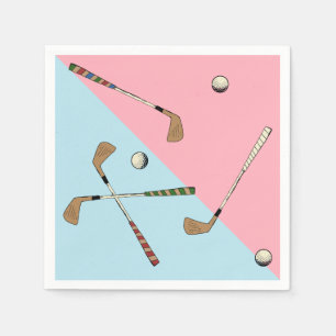 Modern Retro Golf Golfer Pink Blue Pattern   Napkin