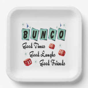 Modern Retro Good Friends Dice Bunco Paper Plate