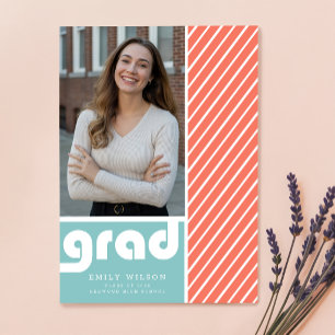 Modern Retro Grad Photo Graduation Invitation Postcard