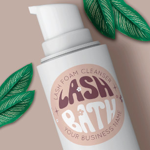 Modern Retro Groovy 2 OZ Foam Bottle Lash Bath Classic Round Sticker