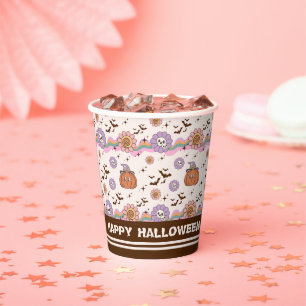 Modern Retro Groovy Fun Halloween Paper Cups