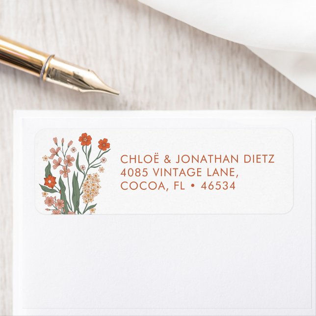 Modern Retro Groovy Orange Return Address Labels (Creator Uploaded)