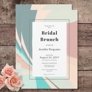 Modern Retro Groovy Peach Teal Aqua Bridal Brunch Invitation