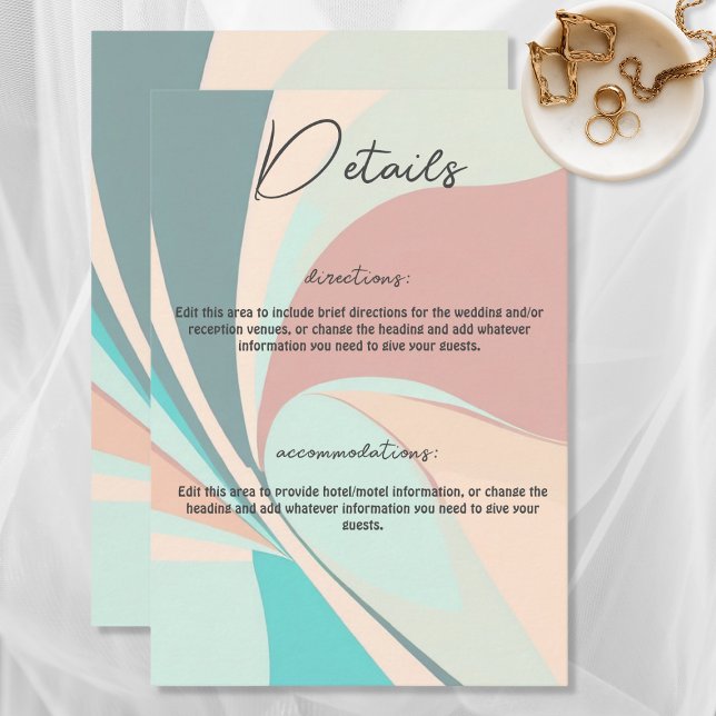 Modern Retro Groovy Peach Teal & Aqua Details Enclosure Card (Creator Uploaded)