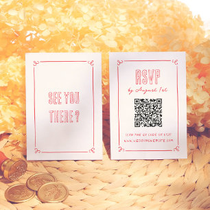 Modern Retro Hand Drawn Quirky QR Wedding RSVP Enclosure Card