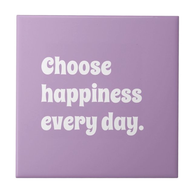 Modern Retro - Happy Editable Custom Affirmation  Ceramic Tile (Front)