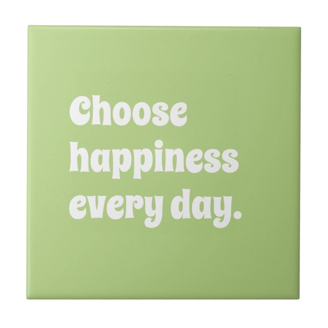 Modern Retro - Happy Editable Custom Affirmation  Ceramic Tile (Front)
