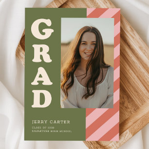 Modern Retro High School Graduate Photo Graduation Thank You Card