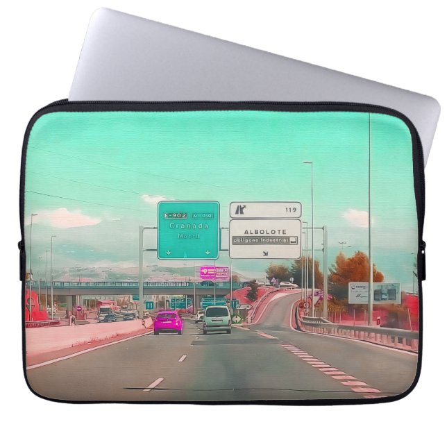 Modern Retro Highway Laptop Cover (Front)