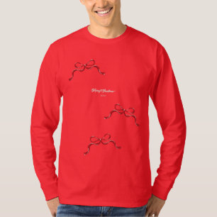 Modern Retro Holiday Tiny RED Bows Christmas T-Shirt