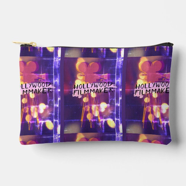 Modern Retro Hollywood Filmmaker in Pink Accessory Pouch (Front)