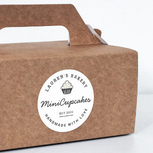 Modern Retro Home Bakery Logo Homemade Cupcakes Classic Round Sticker