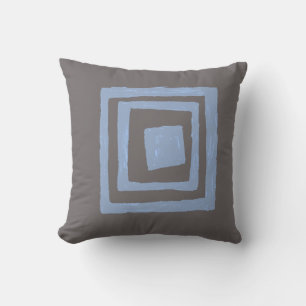 Modern Retro Inspired Squares in Grey Blue Cushion