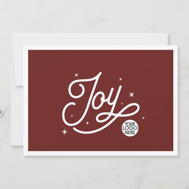 Modern Retro Joy Christmas Business Corporate Logo Holiday Card (Front)