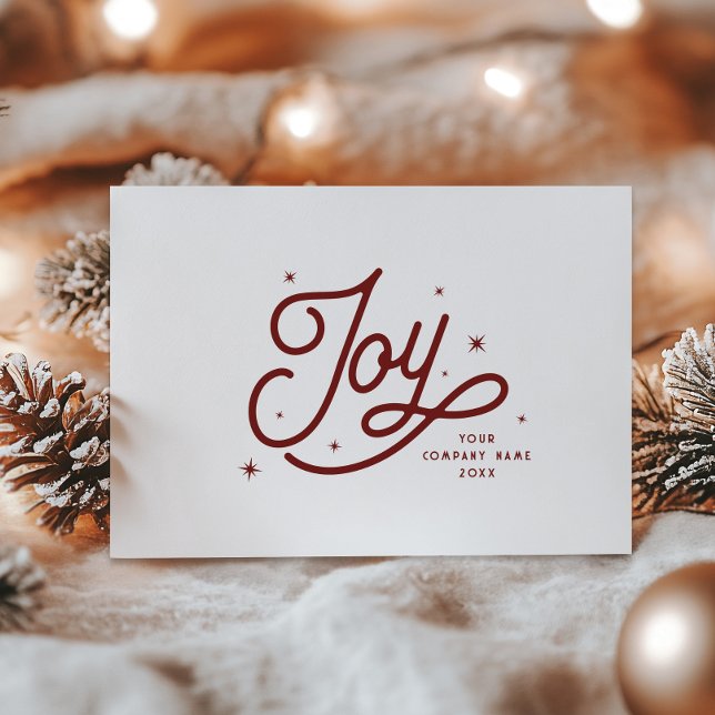 Modern Retro Joy Christmas Business Corporate Red Holiday Card (Creator Uploaded)