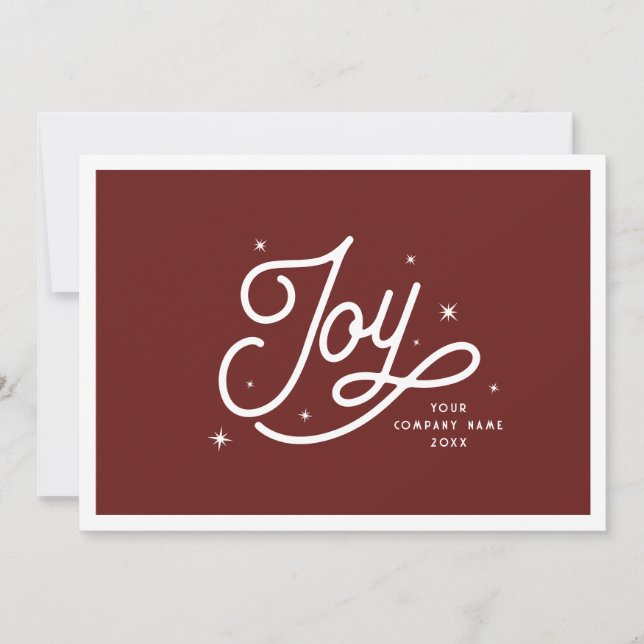 Modern Retro Joy Christmas Business Corporate Red Holiday Card (Front)