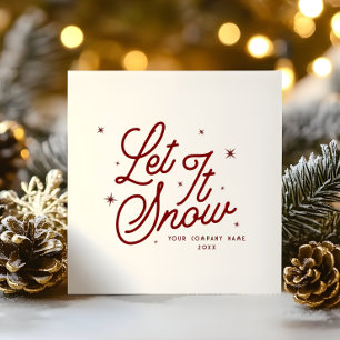 Modern Retro Let It Snow Christmas Business Name  Holiday Card