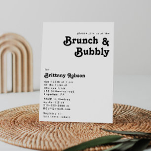 Modern Retro Lettering Brunch and Bubbly Invitation