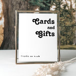 Modern Retro Lettering Cards and Gifts Sign<br><div class="desc">This modern retro lettering cards and gifts sign is perfect for your unique, trendy simple vintage bohemian summer wedding. The lettering is a stylish black, chic 70's boho font giving this design classic minimal groovy hippie vibes. You can add your own graphics or pictures if you want to customise it....</div>