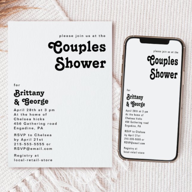 Modern Retro Lettering Couples Shower Invitation (Creator Uploaded)