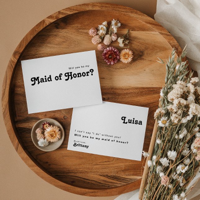 Modern Retro Lettering Maid of Honour Proposal Car Invitation (Creator Uploaded)