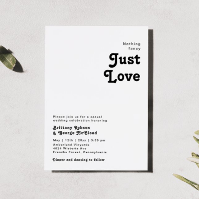 Modern Retro Lettering Nothing Fancy Wedding Invitation (Creator Uploaded)