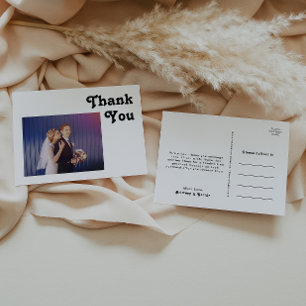 Modern Retro Lettering Photo Wedding Thank You Pos Postcard