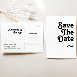 Modern Retro Lettering Save The Date Invitation Postcard