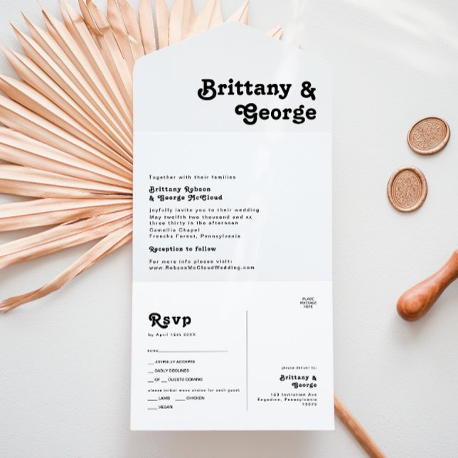 Modern Retro Lettering Seal and Send All In One Invitation (Creator Uploaded)