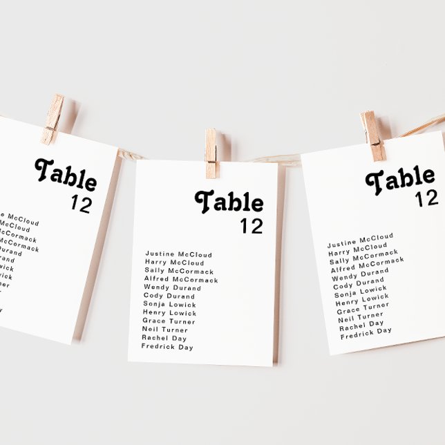 Modern Retro Lettering Table Number Chart (Creator Uploaded)
