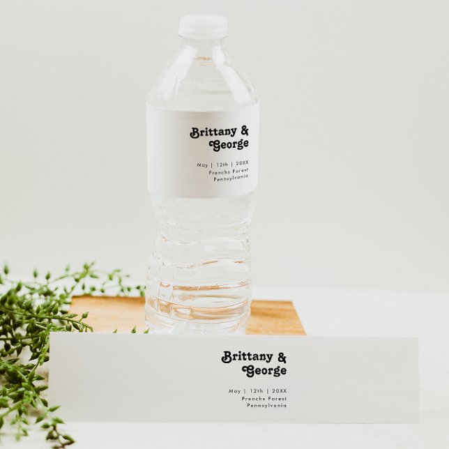 Modern Retro Lettering Water Bottle Label (Creator Uploaded)