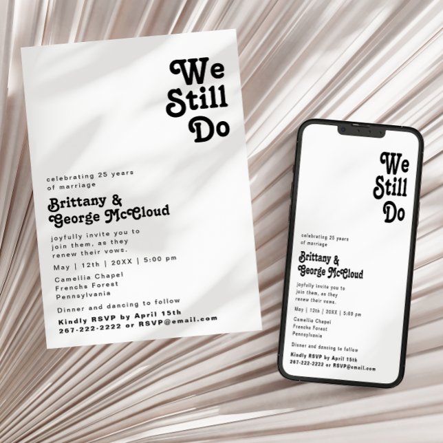 Modern Retro Lettering We Still Do Vow Renewal Invitation (Creator Uploaded)