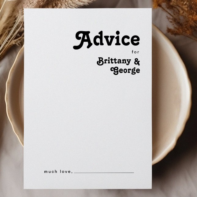 Modern Retro Lettering Wedding Advice Card (Creator Uploaded)