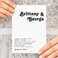 Modern Retro Lettering Wedding Invitation