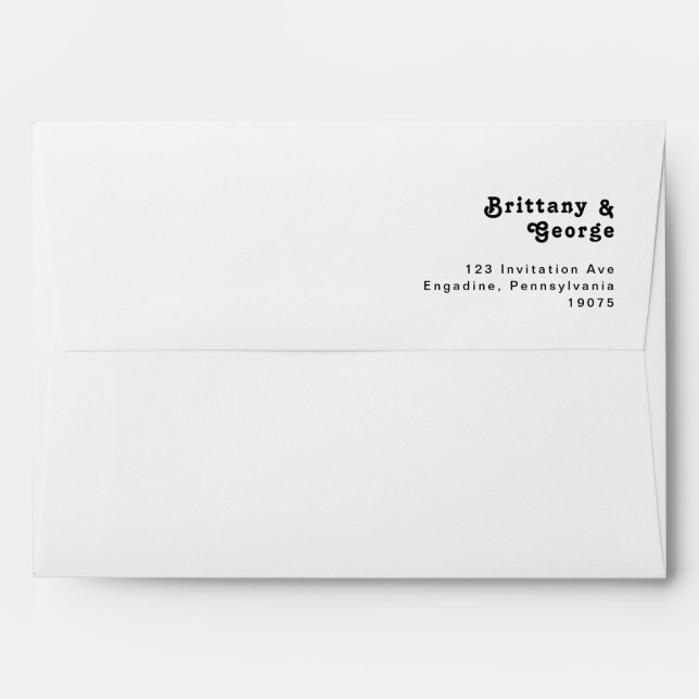 Modern Retro Lettering Wedding Invitation Envelope (Back (Top Flap))