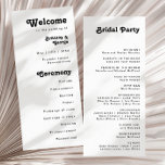 Modern Retro Lettering Wedding Program<br><div class="desc">This modern retro lettering wedding program is perfect for your unique, trendy simple vintage bohemian summer wedding. The lettering is a stylish black, chic 70's boho font giving this design classic minimal groovy hippie vibes. You can add your own graphics or pictures if you want to customise it. Please feel...</div>