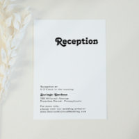Modern Retro Lettering Wedding Reception Card