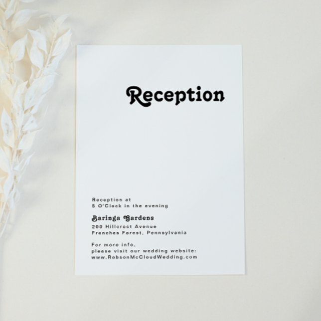 Modern Retro Lettering Wedding Reception Card (Creator Uploaded)