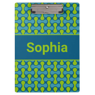 Modern Retro Link Pattern in Blue and Green Clipboard