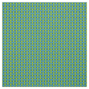 Modern Retro Link Pattern in Blue and Green Fabric
