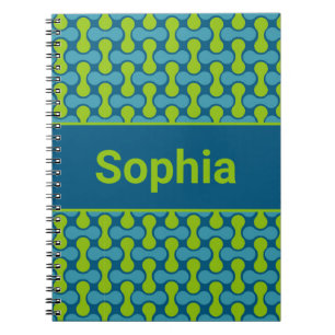 Modern Retro Link Pattern in Blue and Green Notebook