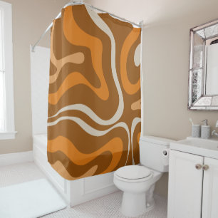 Modern Retro Liquid Swirl 70s Abstract Pattern Shower Curtain