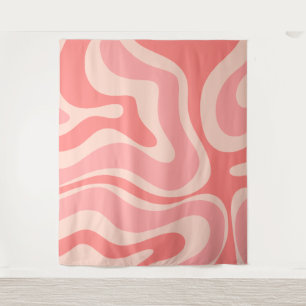 Modern Retro Liquid Swirl Abstract Blush Pink Tapestry
