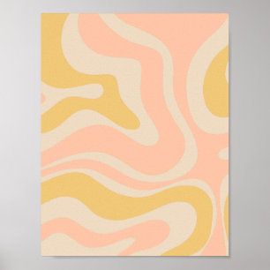 Modern Retro Liquid Swirl Abstract Pattern Pastel Poster