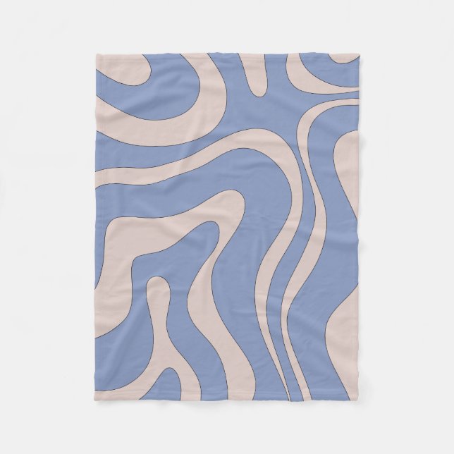 Modern Retro Liquid Swirl Funky Abstract Pattern Fleece Blanket (Front)