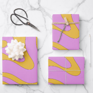Modern Retro Liquid Swirl Funky Abstract Pattern Wrapping Paper Sheet